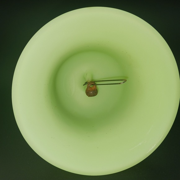 Fenton Lime Uranium Glass Daisy & Button Bell UV Reactive Glows Antique - Picture 10 of 13